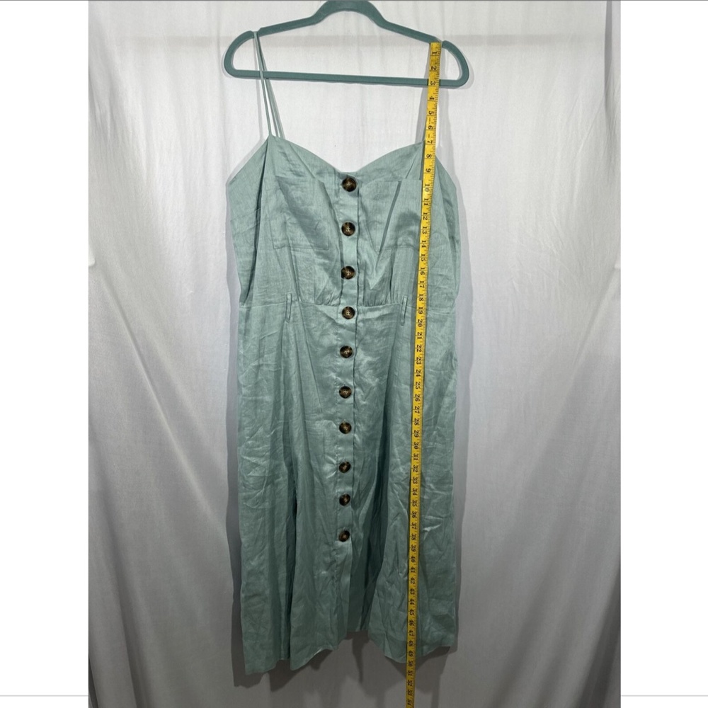 NWD $320 Reiss [ 14 US ] Catalina Linen Button Front Midi Dress in Sage‎ - Picture 6 of 16